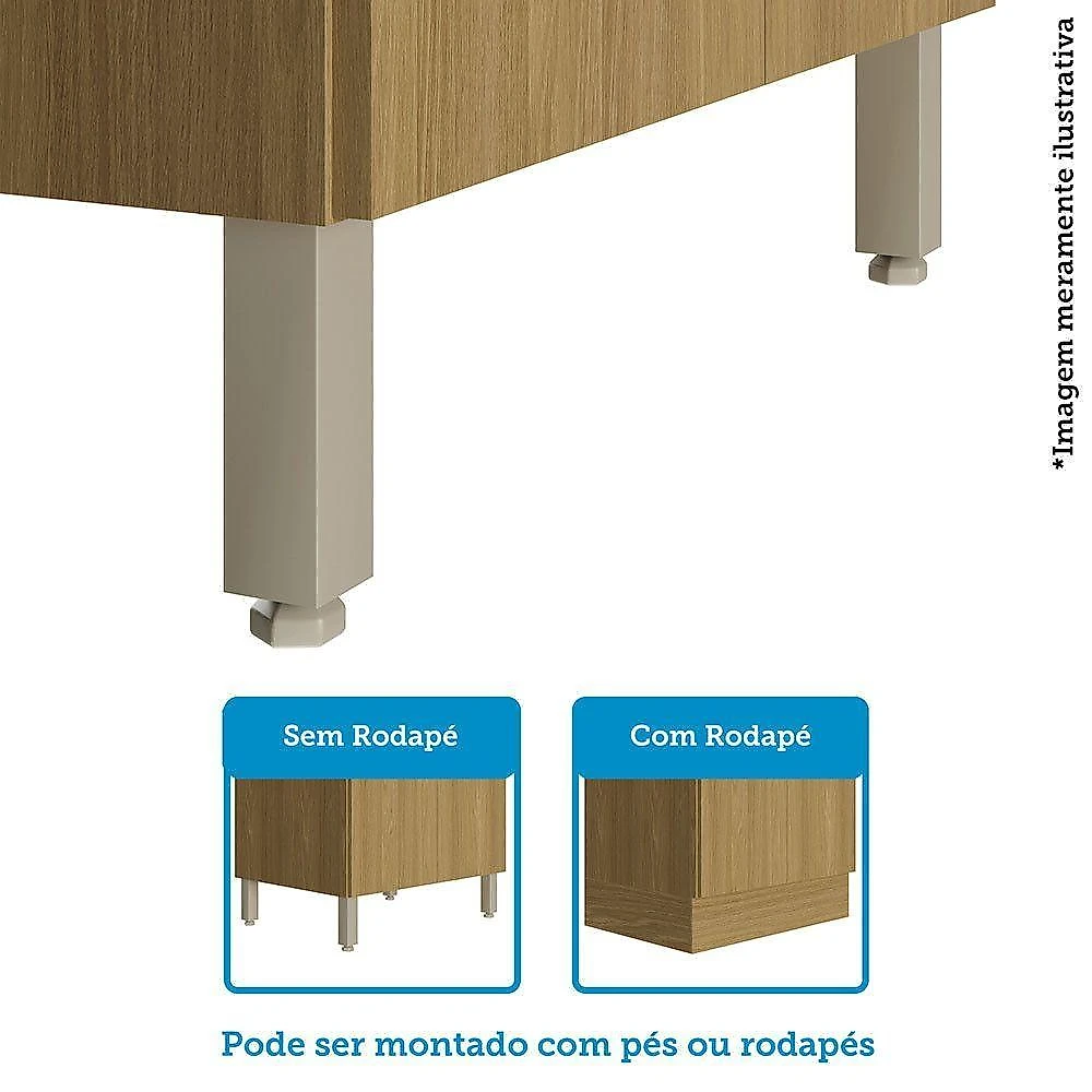 Cozinha Compacta 5 Pçs Tampo 270cm Elegance Luciane Móveis Freijó-freijó Brasil-cinammon