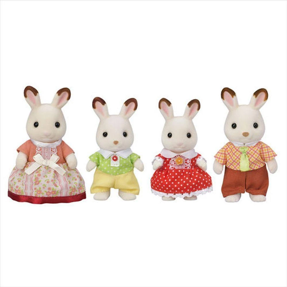 Conjunto de Bonecos Família dos Coelhos Chocolate 5655 Articulados Roupas Removíveis Epoch