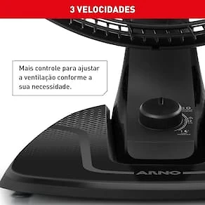 Ventilador de Mesa Arno Air Force VA46 40cm 140W 6 Pás 3 Velocidades Preto 110V