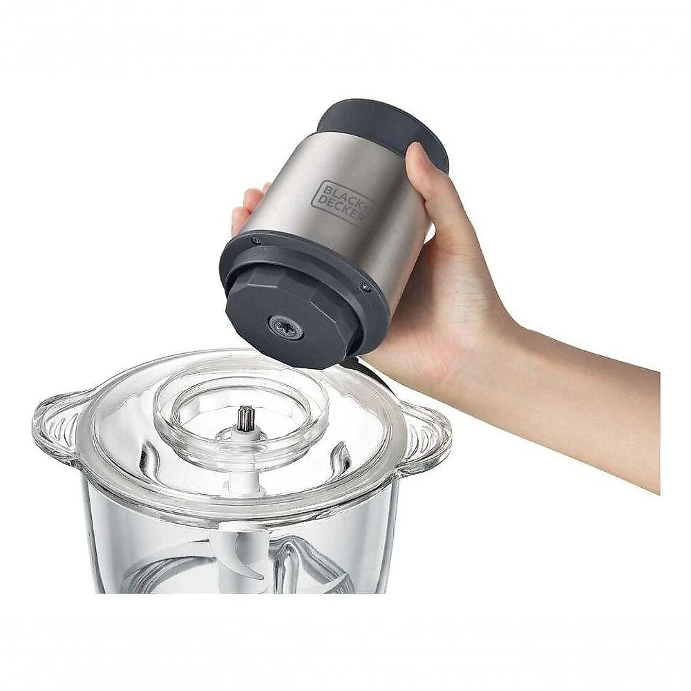 Processador de Alimentos Black + Decker MP300G-BR 2 Velocidades Tigela de Vidro 2L Aço Inox 110V