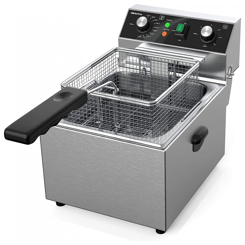 Fritadeira Elétrica Dupla Profissional 24 Litros de Capacidade, Aço Inoxidável, 110V 3300W, TOPKITCH
