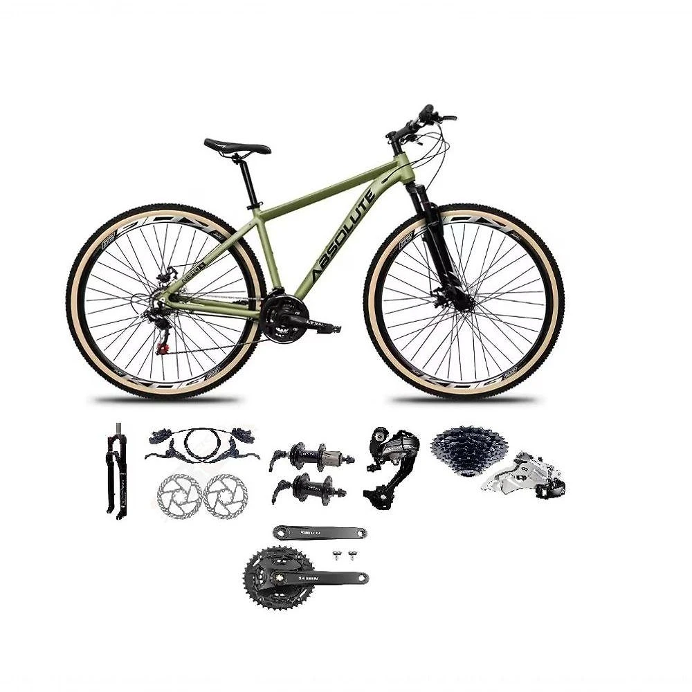 Bicicleta Aro 29 Absolute Nero 5 Câmbios Shimano Altus 27v Freios Hidráulico Garfo C-trava oliva Tam: 17