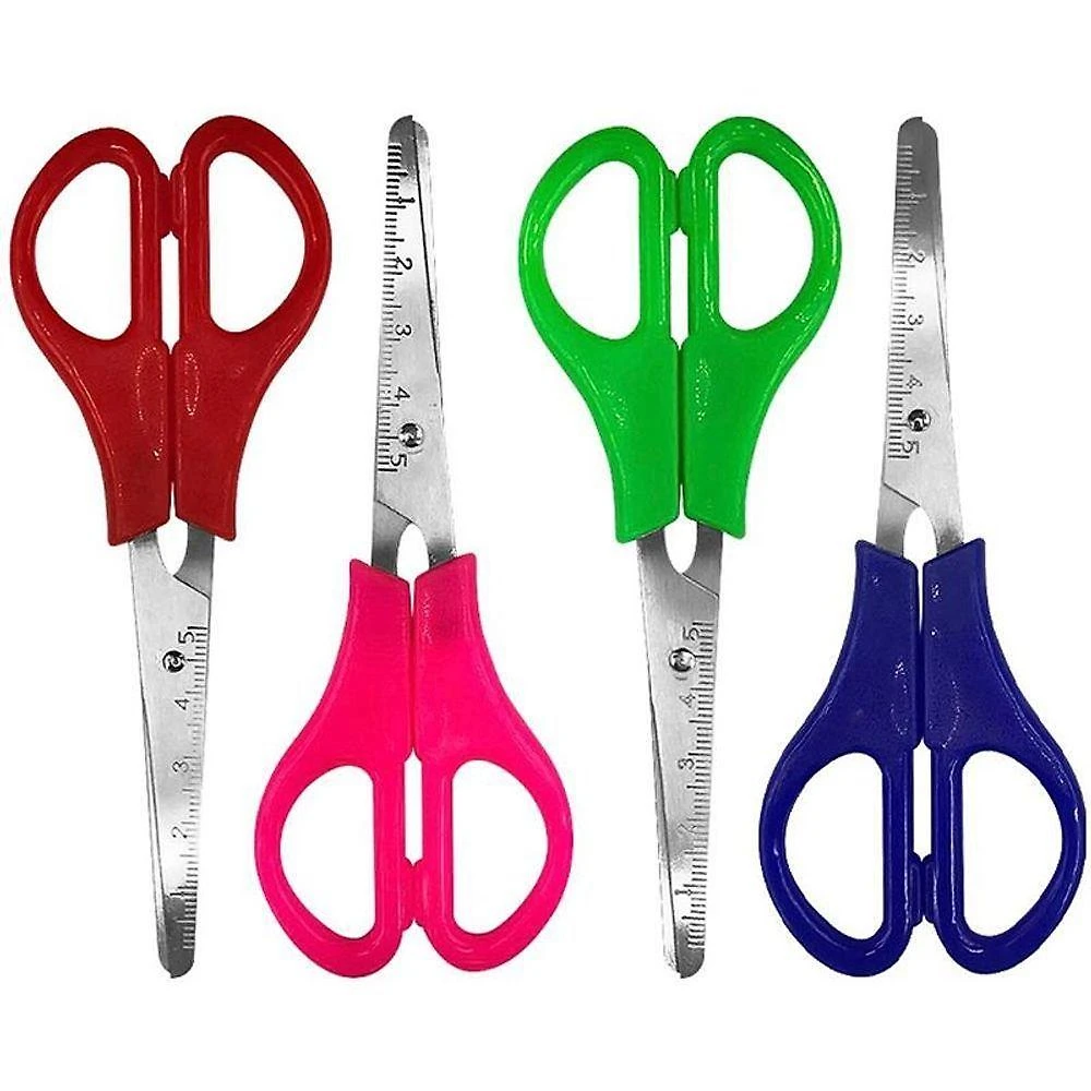 Tesoura Escolar Make+ Inox Cabo Colorido 13cm Caixa 12 Unidades