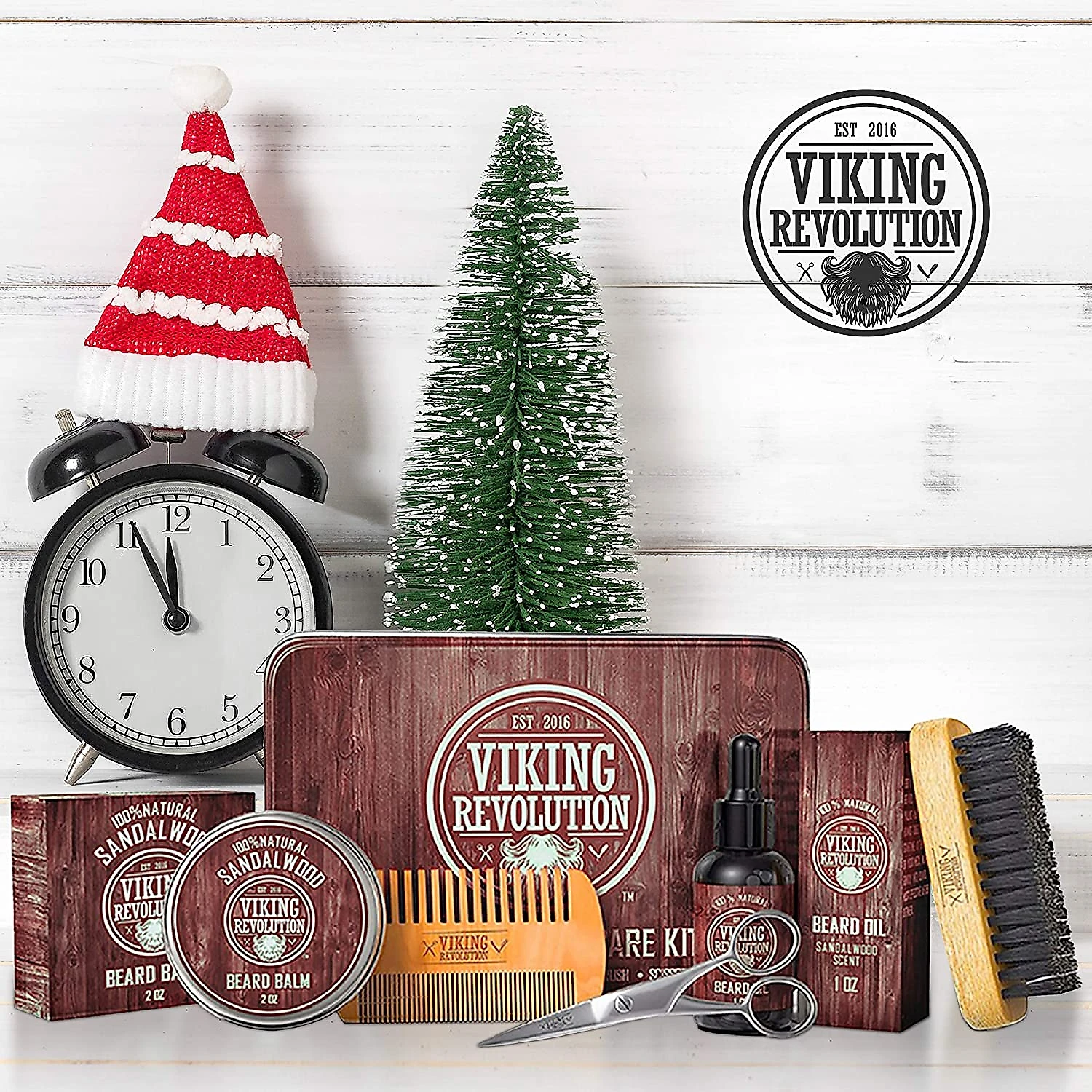 Revolução Viking Kit para Barba Profissional Portátil com Ce ra e Pente 5 Itens