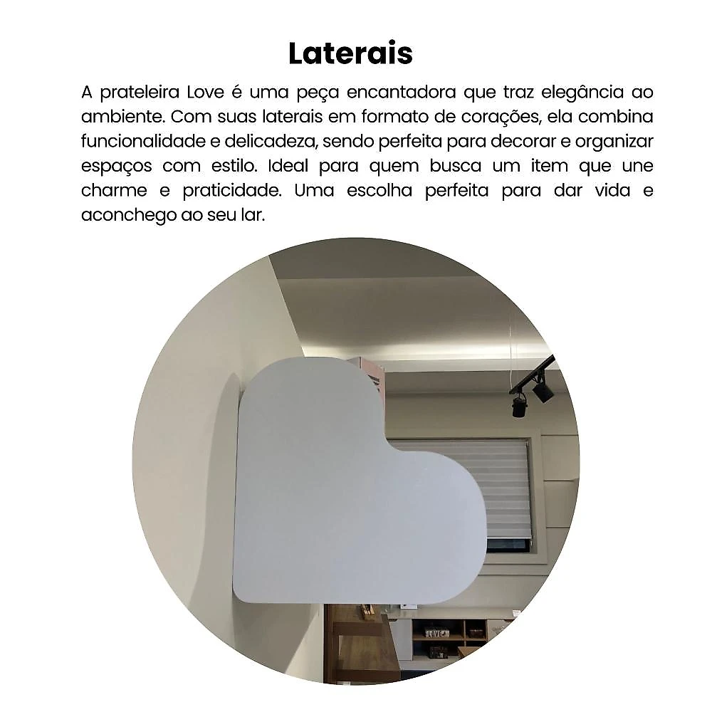 Prateleira de Parede 93 Cm Formato Coração Love Branco