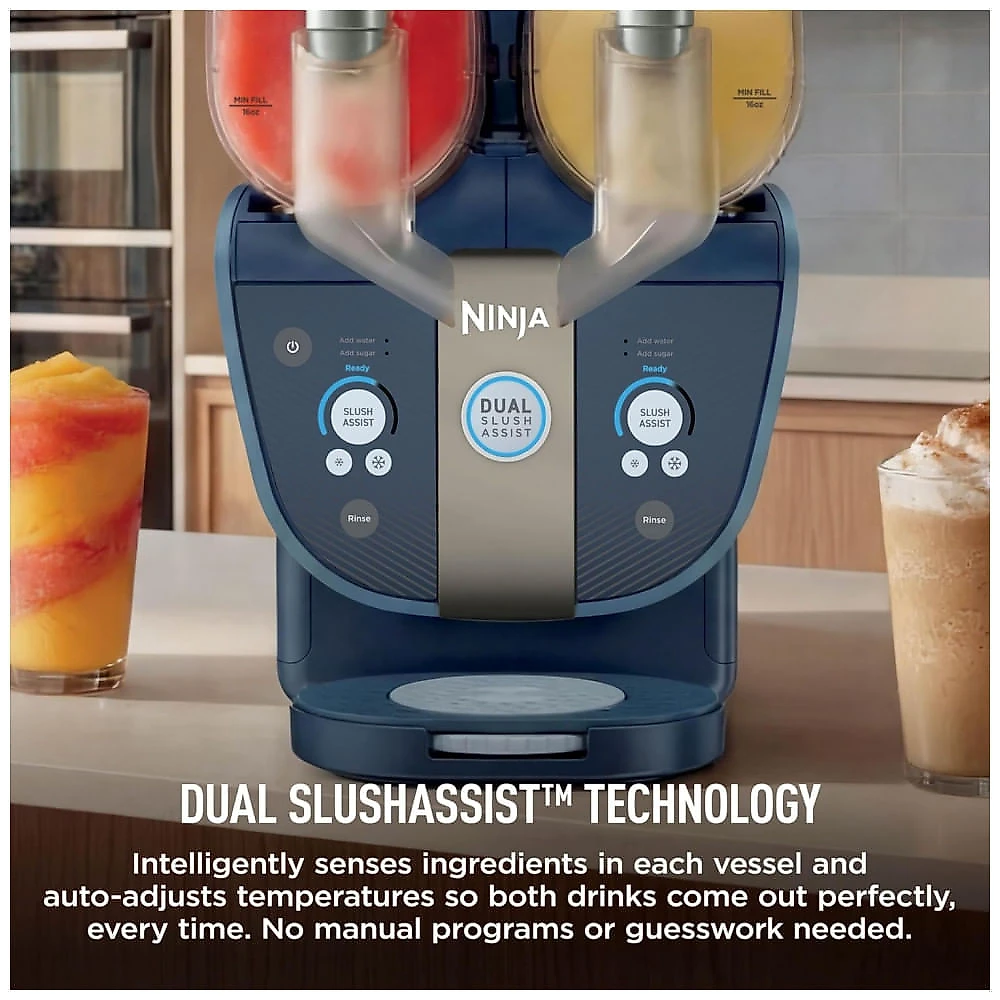 Máquina de Frozen Drink Ninja SLUSHi Twist Smart Dual SlushAssist FS701BL 44,5 cm Profundidade