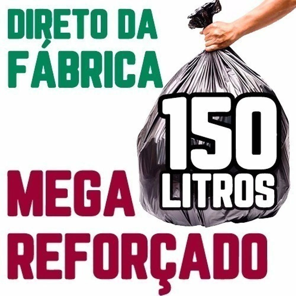 Saco de Lixo Kit 3 Fardos 150 Litros 100 un Preto Mega Reforçado 90CM X 102CM Higipack