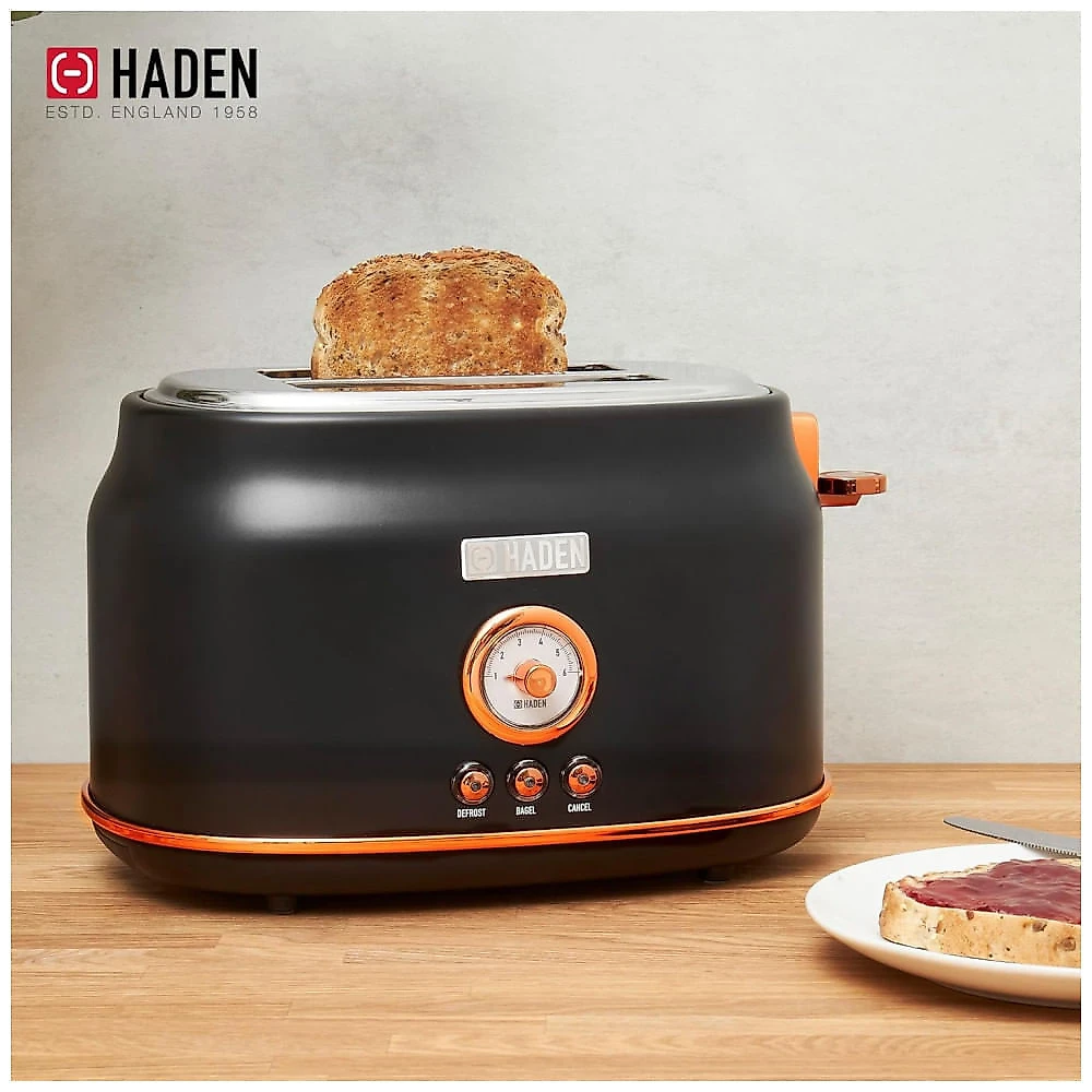 Conjunto chaleira elétrica 1,7L e torradeira 2 fatias Haden Dorset inox preto e cobre 1500W 110V ​