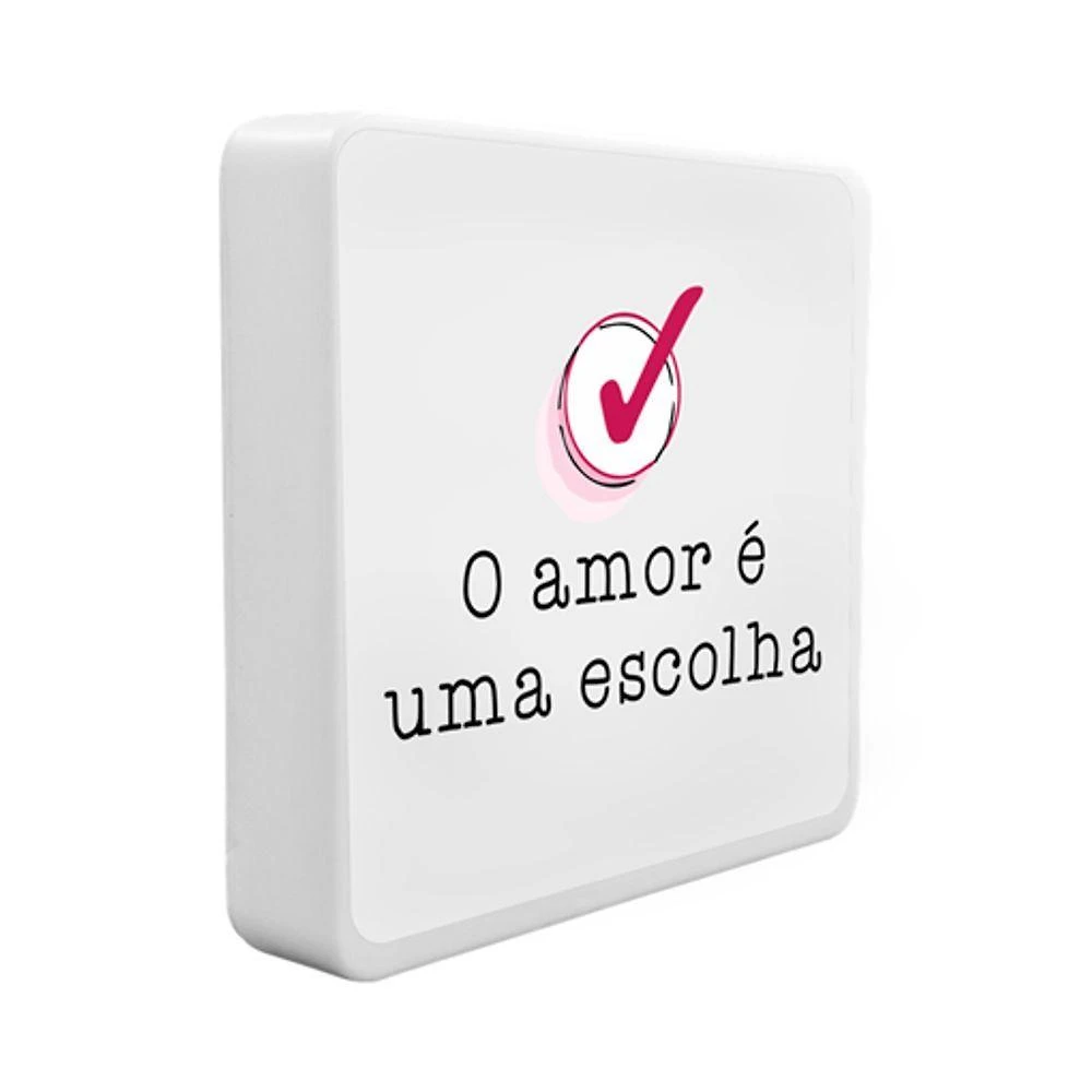 Luminária Box Slim o Amor É uma Escolha com Luz Difusa e USB Bivolt