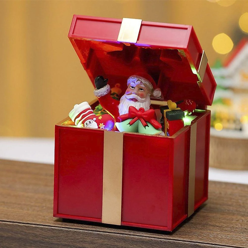 Caixa De Presente Natal Natalino Papai Noel Abre Fecha Led Som Musica Surpresa Decoraçao Festa Fim De Ano Comemoraçao