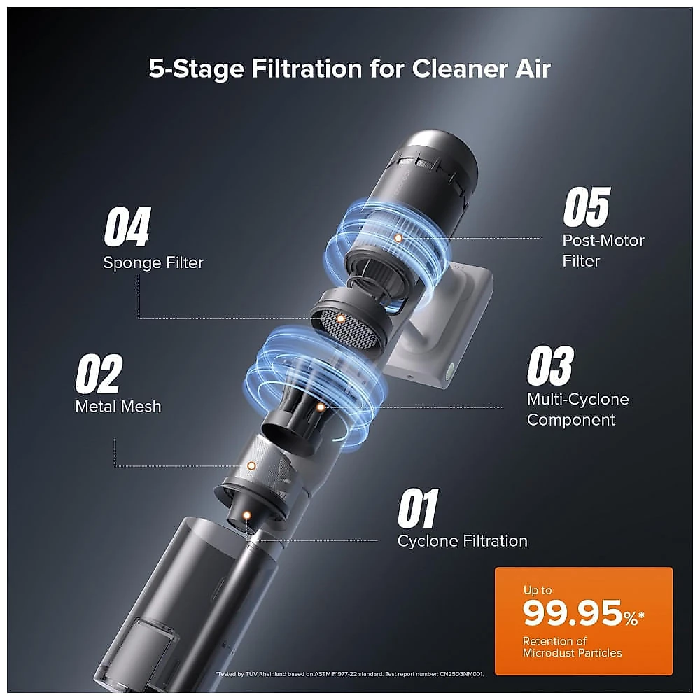 Aspirador Vertical Sem Fio Roborock H60 Hub Pro Branco 170AW Base de Autoesvaziamento 120V