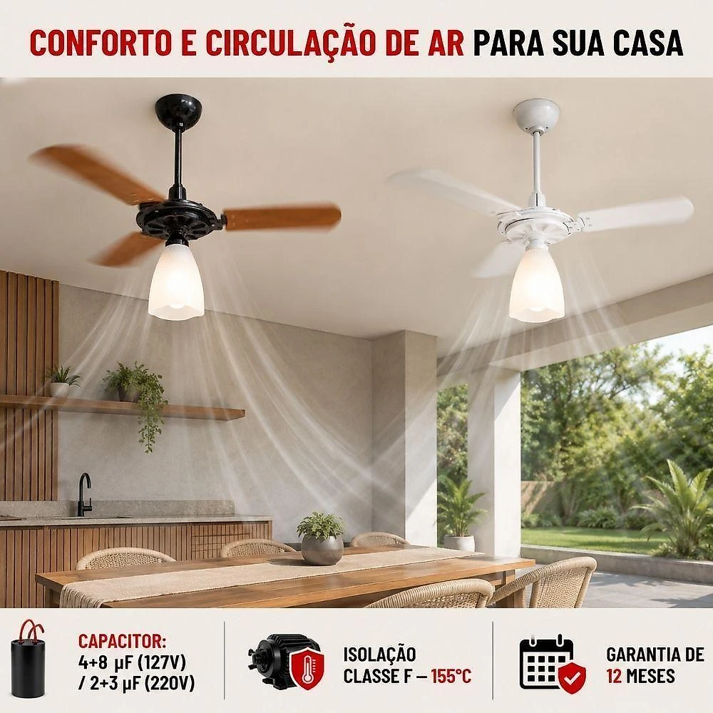 Ventilador de Teto Aeris 180W 100cm 3 Pás Branco 220V