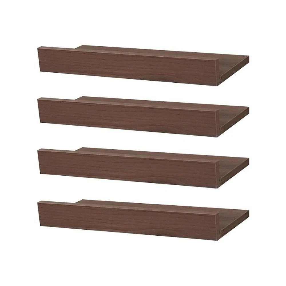 Prateleira Kit 4 Porta Quadros 60X10CM MDP Suporte Invisível Moderno Sala Marrom Mercado