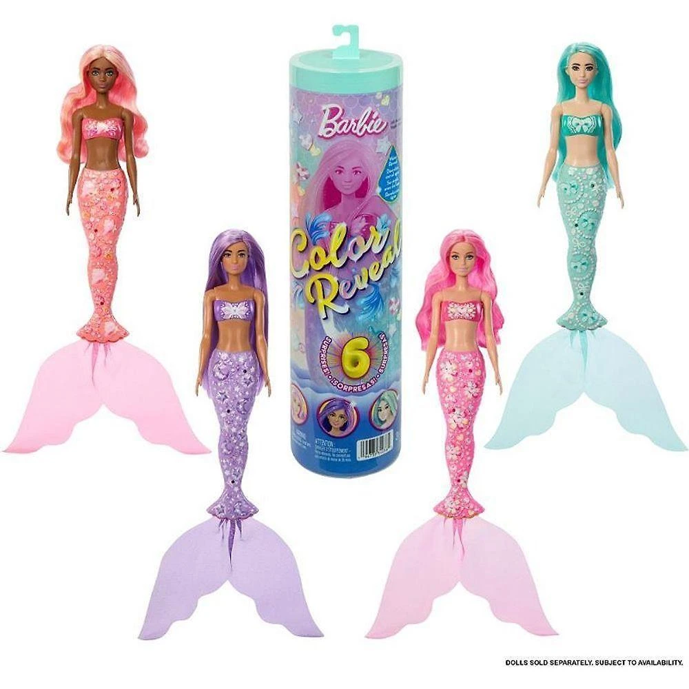 Boneca Barbie Color Reveal Sereia Surpresa Cabelo Que Muda de Cor Mattel