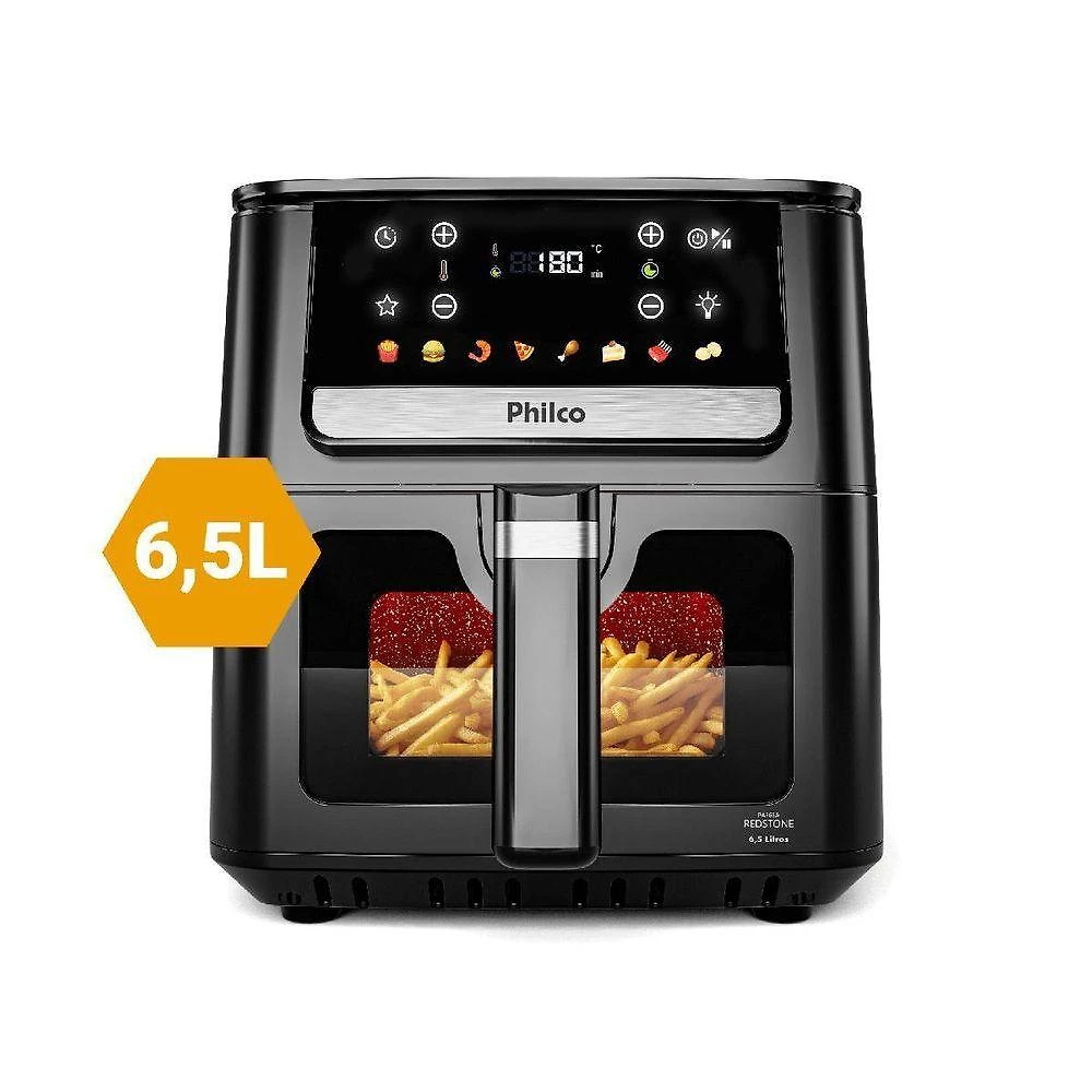 Air Fryer Philco 6,5L Visor Glass e Redstone 1700W PAF65A - 110V