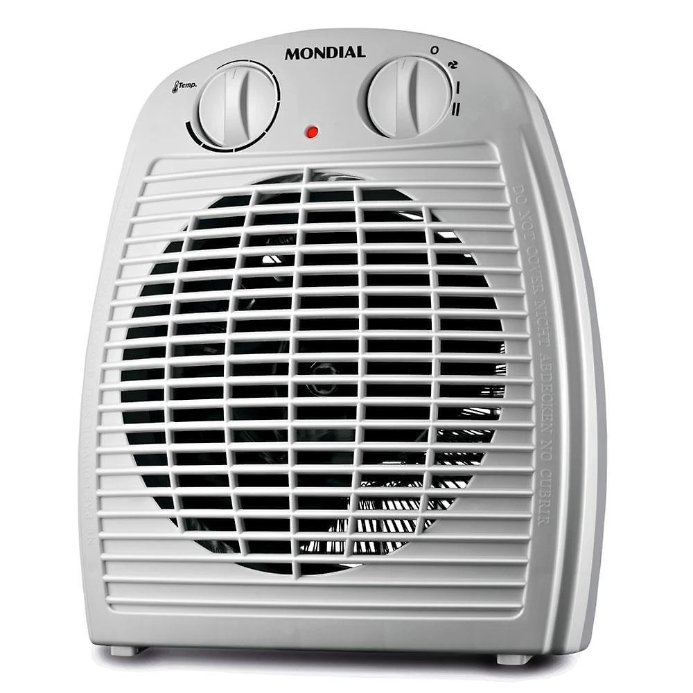 Aquecedor de ambiente mondial a-08 com controle de temperatura - cinza