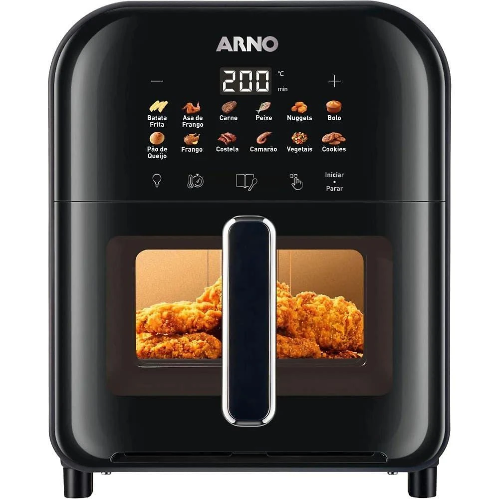 Fritadeira sem Óleo Air Fryer Arno Easy Fry Turbo AFI6 6L 2000W Preto 110V