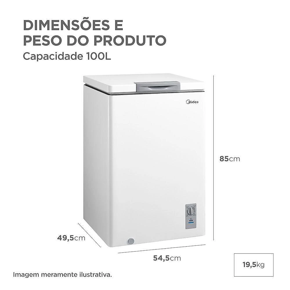 Freezer midea horizontal 100l 1 porta branco bivolt (mdrc151fzd013)