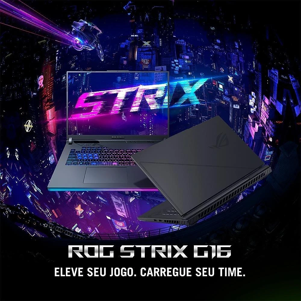 Notebook Gamer ASUS Rog Strix G16 Intel Core I7, 8gb Ram, GeForce Rtx 4050, Ssd 512gb, 16" Fhd, 165hz, Keepos, Eclipse Gray - G614ju-N3367