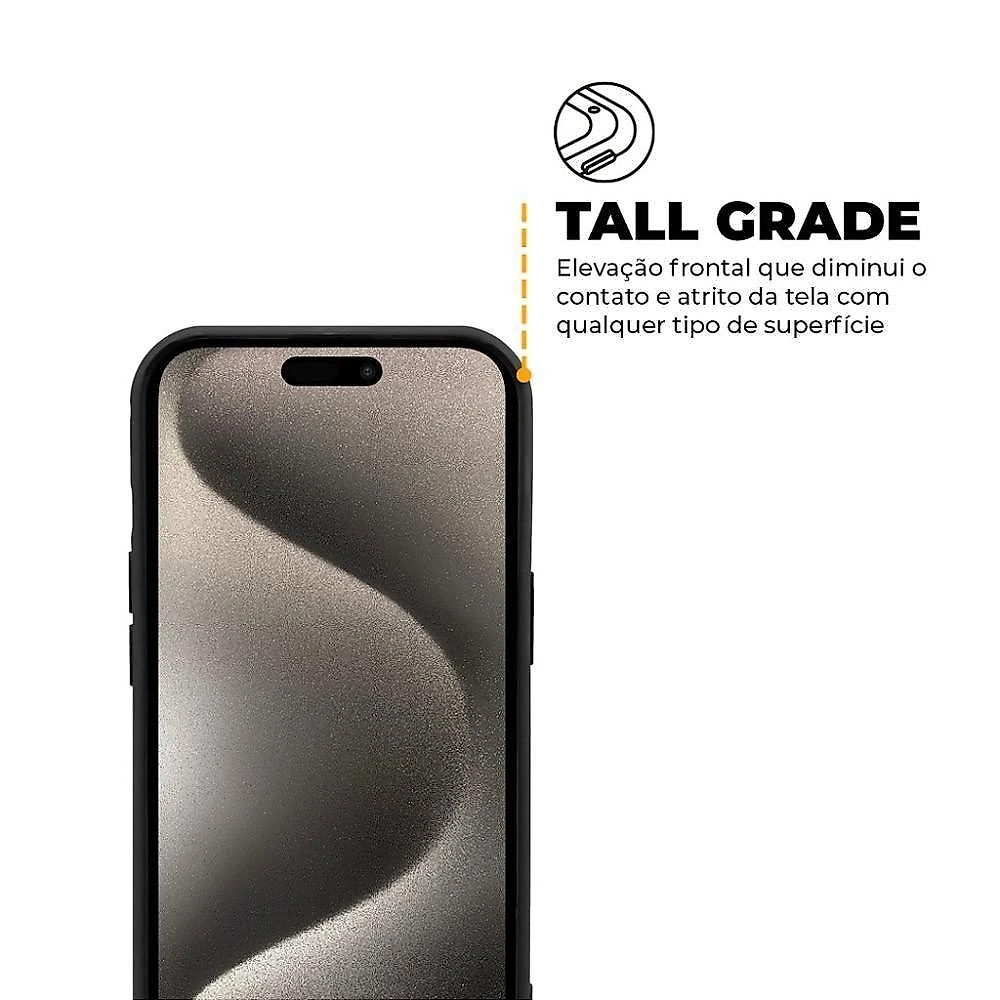 Kit Capa Symetric Preta E Película Defender Pro Privacidade Para Iphone 15 Pro - Gshield