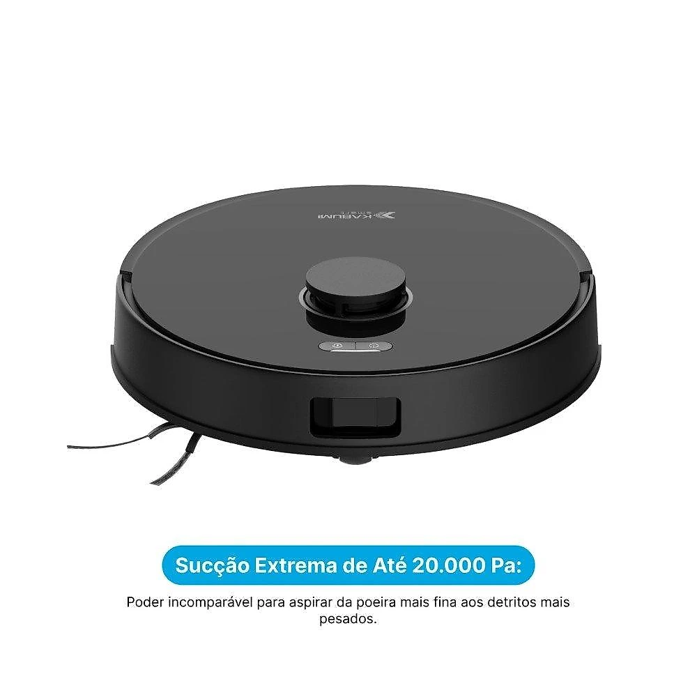 Robô Aspirador e passa pano KABUM! smart K4000, Base Autolimpante, MOP Duplo Extensível, IA, 20000Pa, 220V, Preto - KSAR400020PT