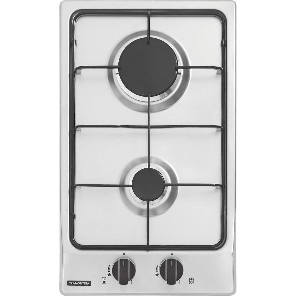 Cooktop a Gás Tramontina Dominó 2GX 30 2 Bocas Inox Acendimento Superautomático Bivolt