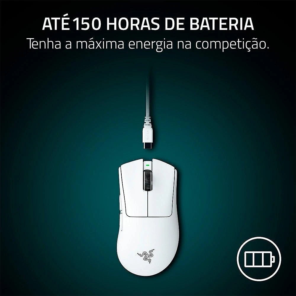 Mouse Gamer Sem Fio Razer DeathAdder V4 Pro, 35000 DPI, Ultra-Leve, Sensor Óptico Focus Pro, Branco - RZ01-05330200