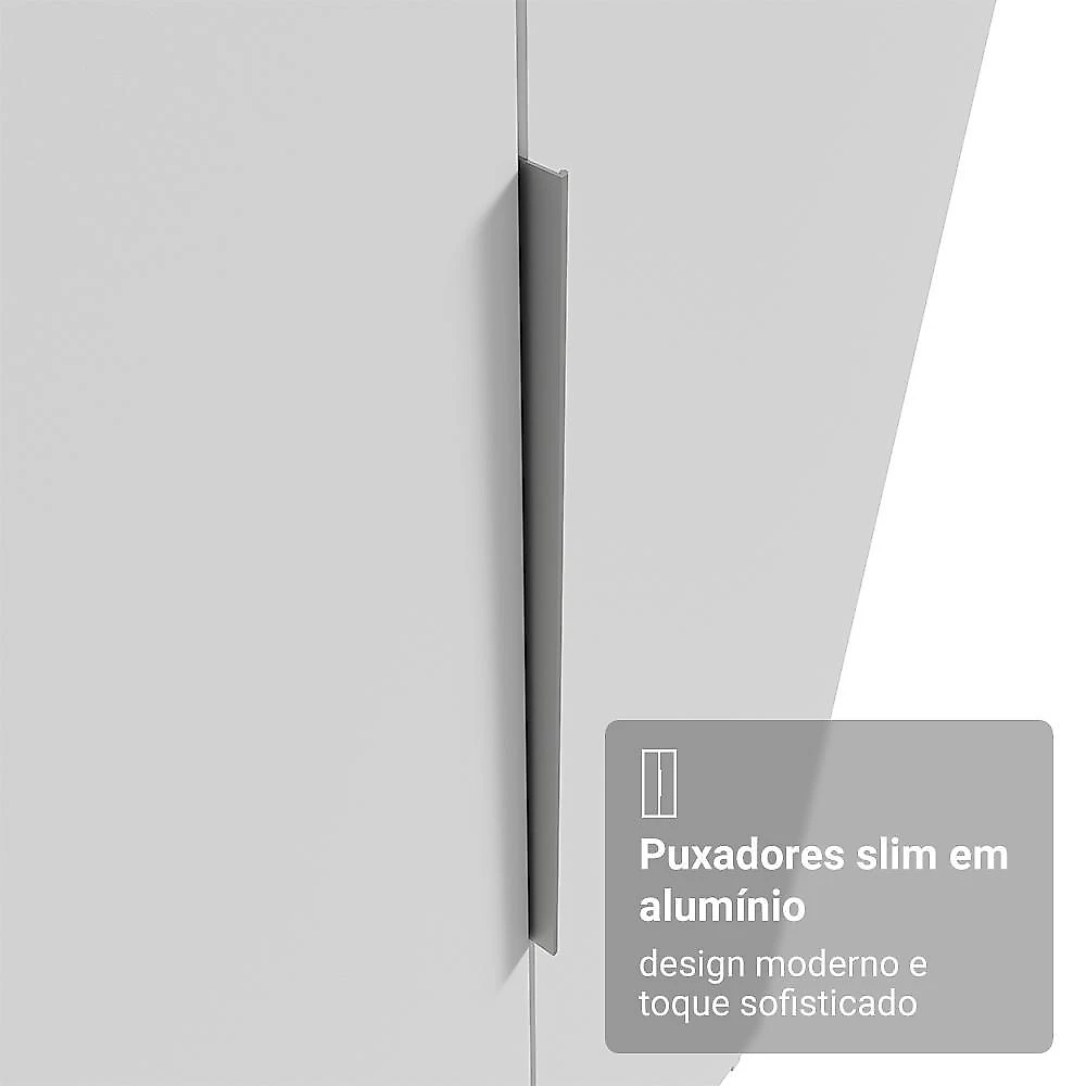 Guarda-roupa modulado de canto 350 cm 6 portas 4 gavetas branco neo madesa 01