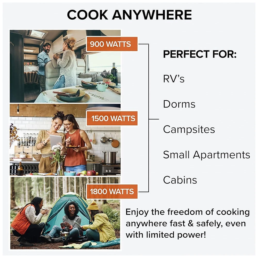Cooktop de Indução Portátil Nuwave, Certificado pela NSF, Queimador Elétrico Único, Faixa de Temperatura Precisa de 37 até 296 Graus Celsius
