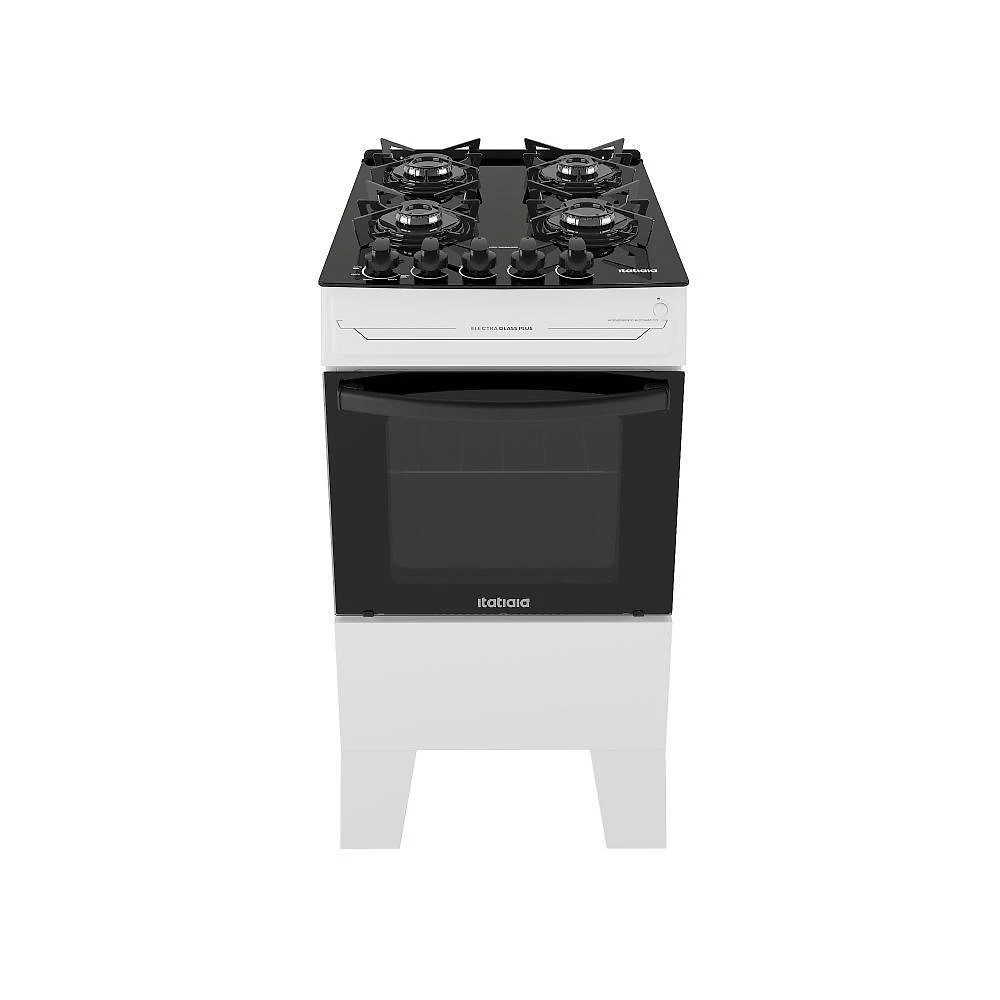 Fogão itatiaia electra glass pluss piso 4 bocas branco mesa de vidro bivolt (3700000485)