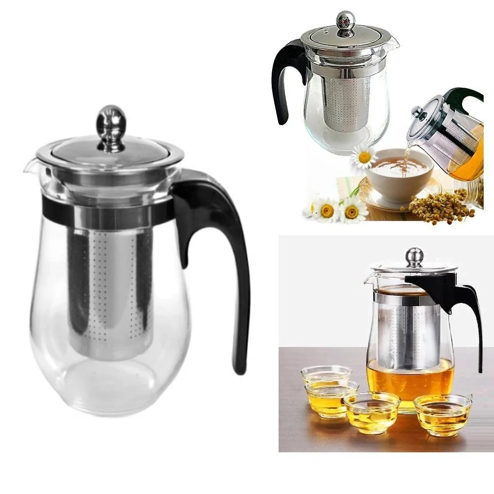 Chaleira Bule Luxo Transparente com Infusor em Inox para Chá e Café 0,5L
