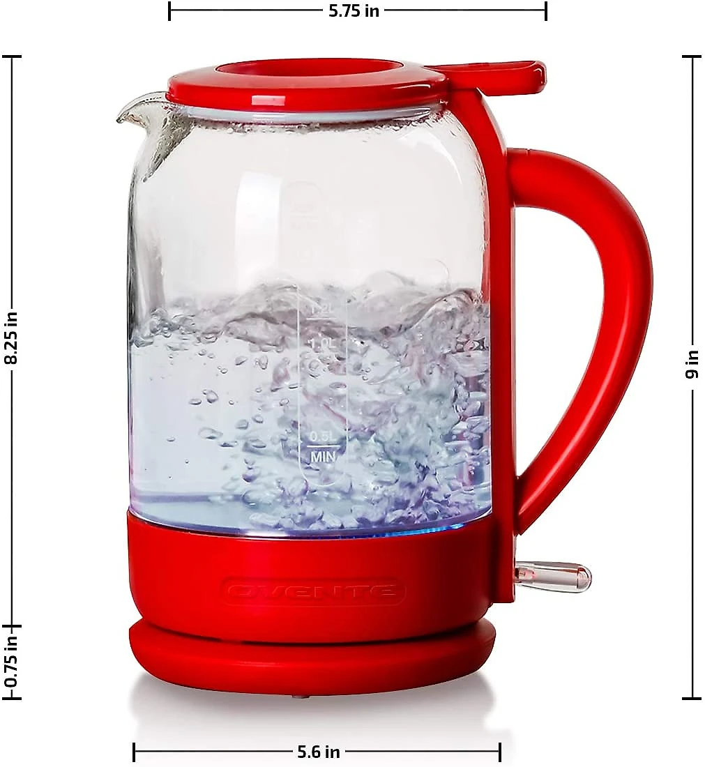 Ovente Chaleira Elétrica de Vidro 15L com Desligamento Automático 1500W110V Vermelho