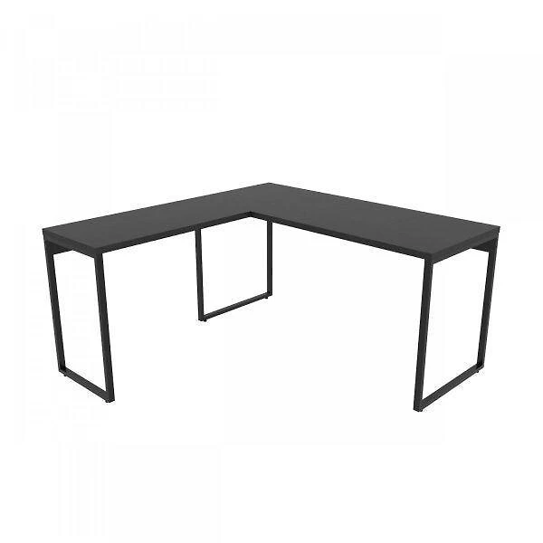 Miniatura Mesa de Escritório em L Estilo Industrial 1,50Mx1,50M Kuadra Compace Preto Onix