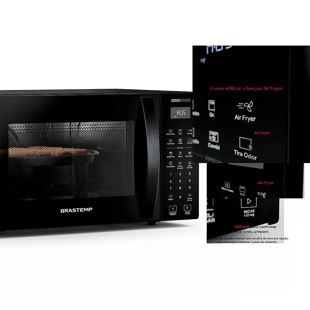 Micro-Ondas Brastemp com Tecnologia Air Fryer Preto 29 Litros - BMC29AE Preto - 110V