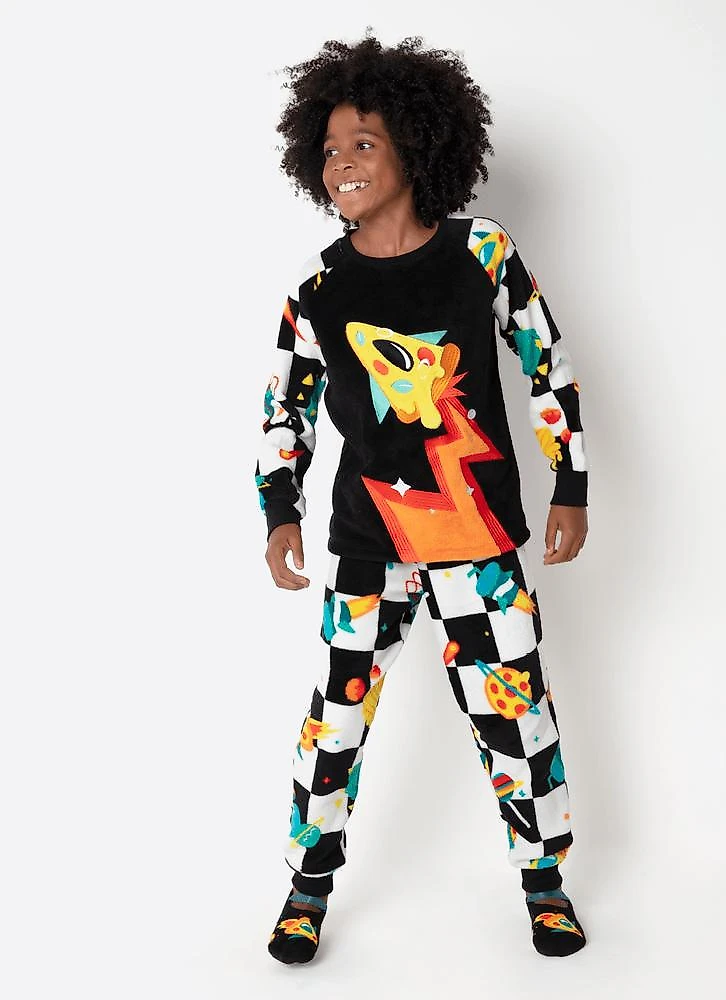 Pijama manga longa soft unissex space food 10