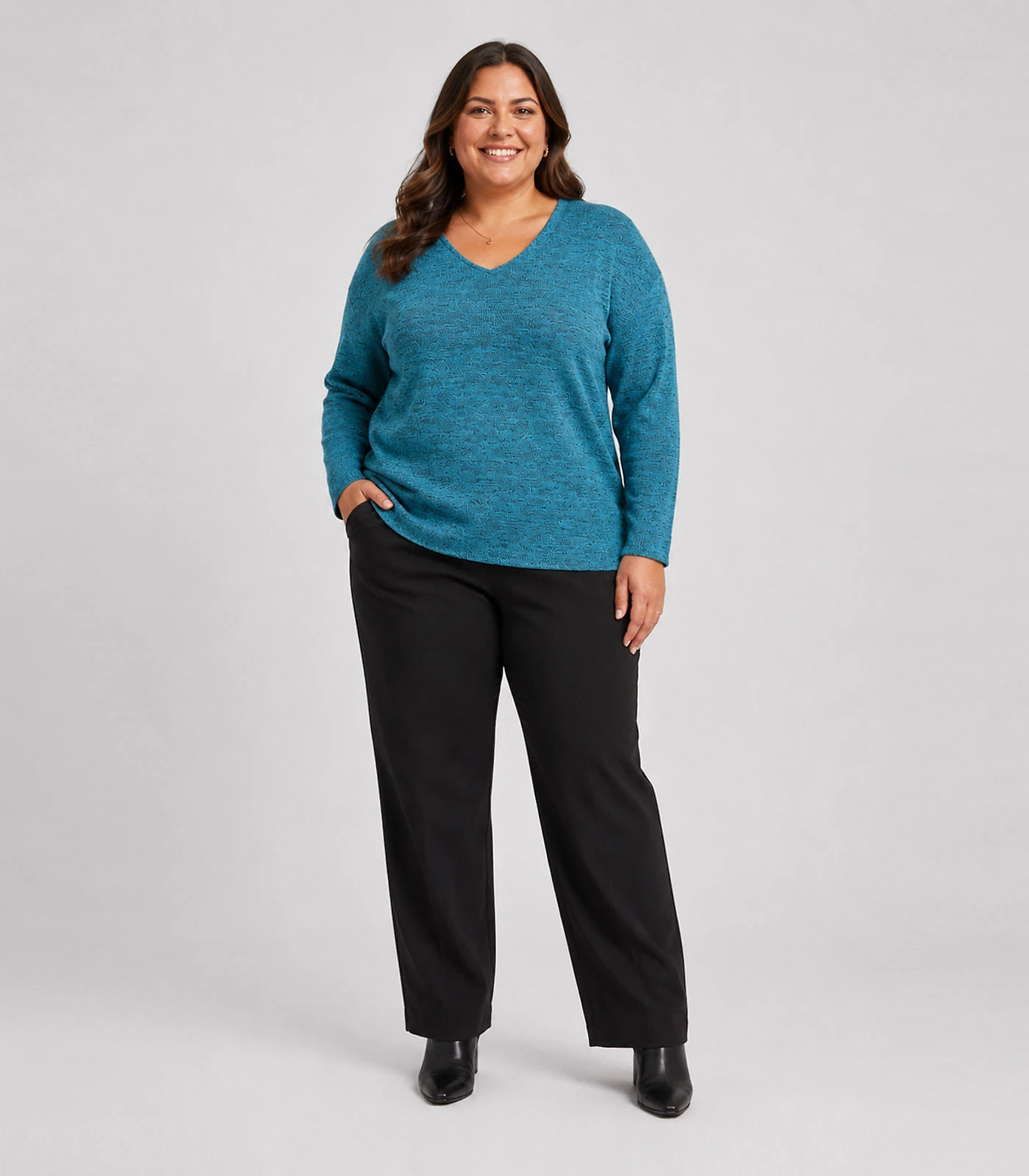 Miniatura Blusa Feminina Plus Infinita Cor Azul Plus G1