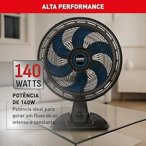 Ventilador de Mesa Arno Air Force VA46 40cm 140W 6 Pás 3 Velocidades Preto 110V