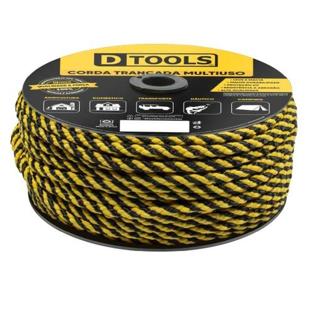Corda Trançada Eco DTOOLS para Sinalização 10MM em Poliéster 113 Metros Colorida Dtools