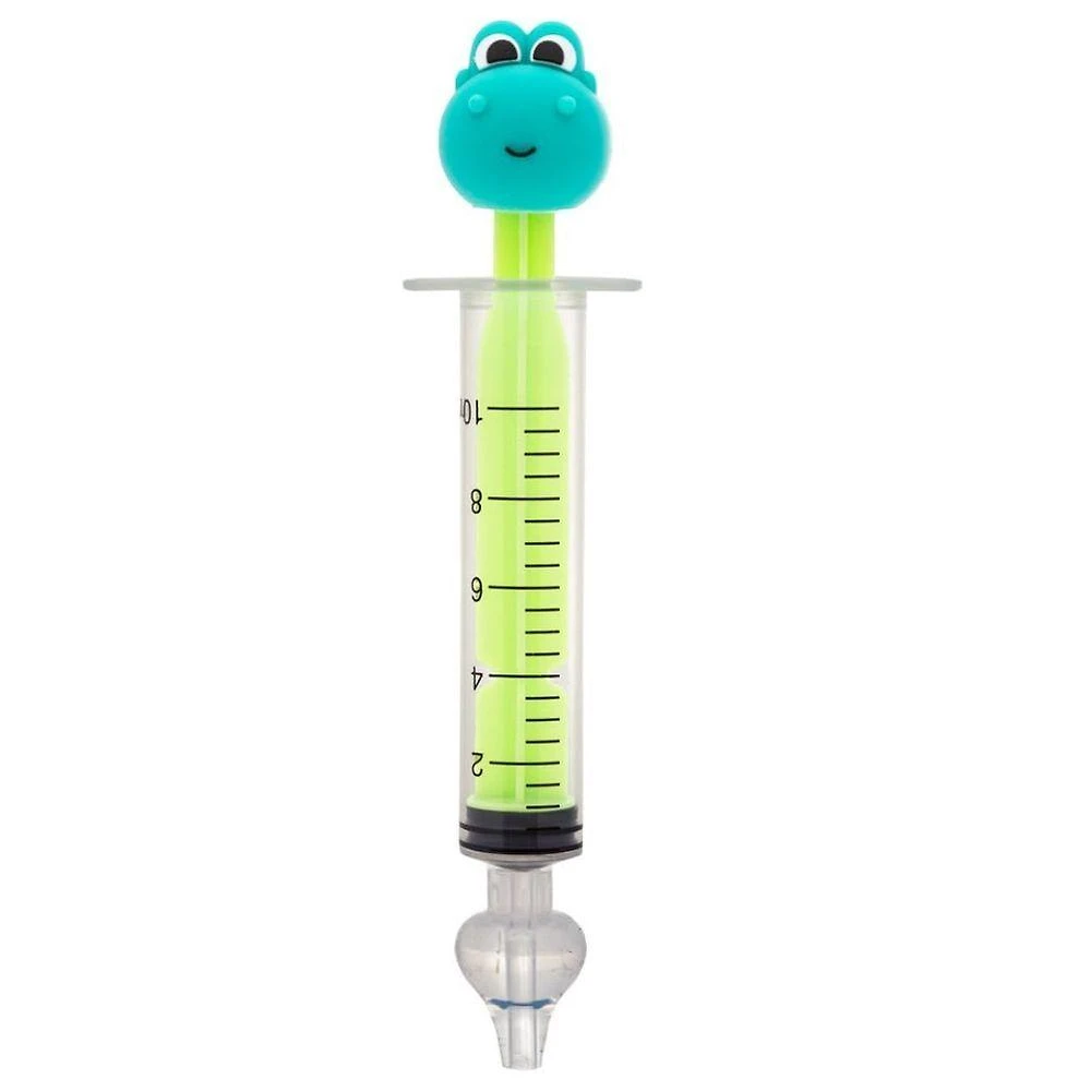 Lavador Nasal Infantil Seringa Dino Buba com Bico de Silicone Macio Verde OEM