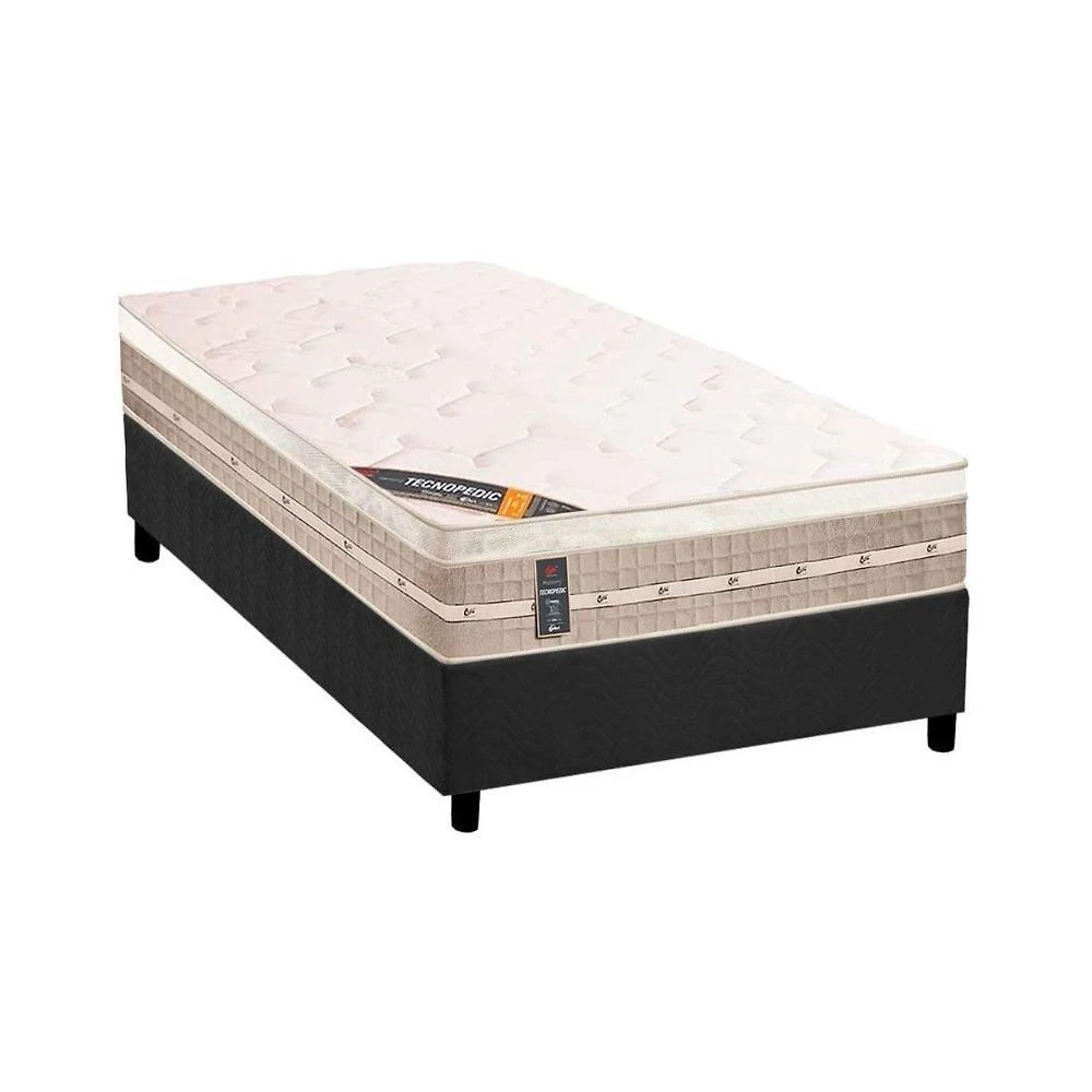 Cama Box com Colchão Solteiro Suede Gray Euro Pillow Molas Bonnel Tecido Cinza a Costa Rica