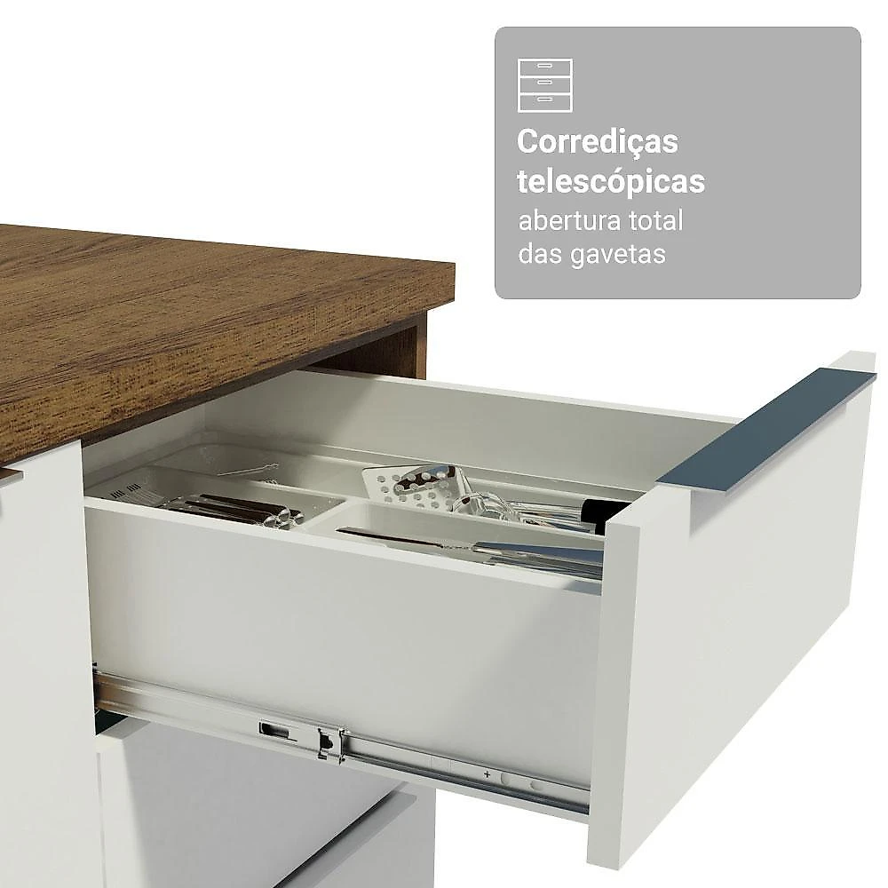 Armário de cozinha completa 270cm rustic/branco stella madesa 11