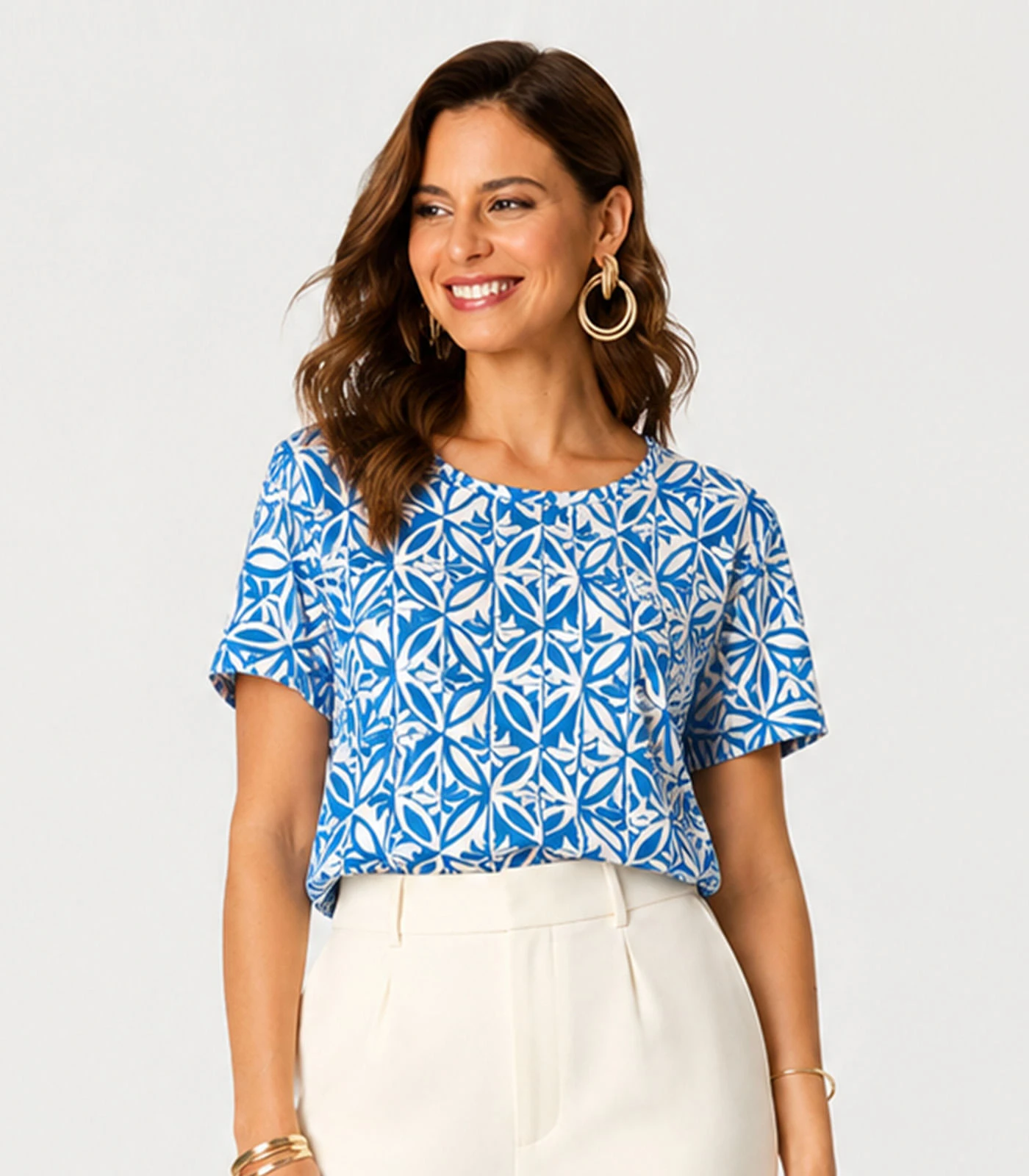 Blusa Feminina Estampada Infinita Cor Azul