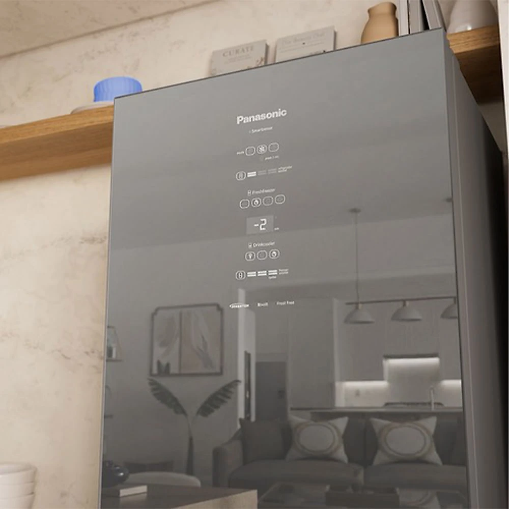 Refrigerador Bottom Freezer Panasonic de 02 Portas Frost Free com 467 Litros Diamont Glass - NR-BB65GV7M Bivolt