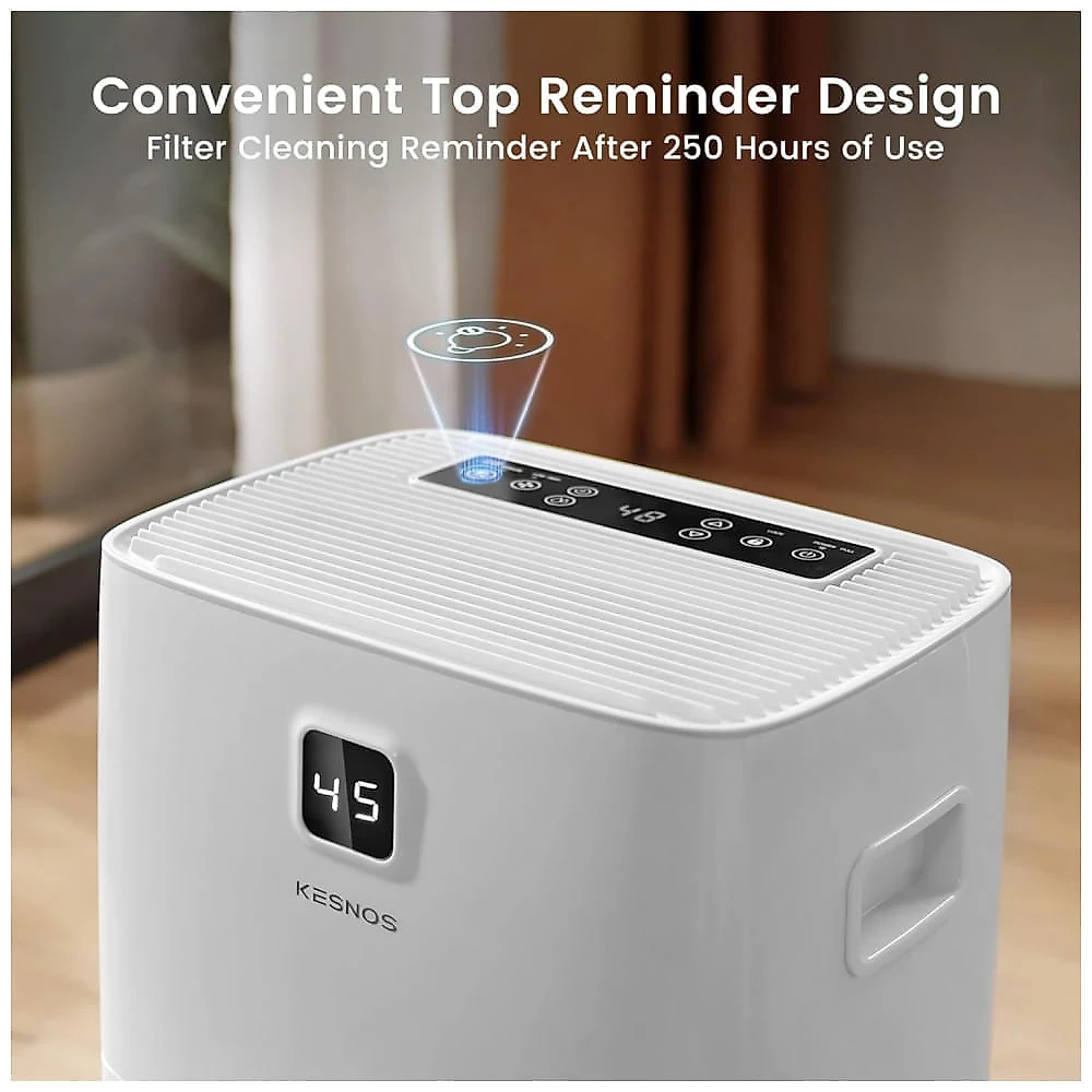 Desumidificador Kesnos 56,78 Litros/dia para Casa e porão, com Mangueira de Drenagem, Display LED Frontal e Tanque de Água de 4 Litros, Ideal para