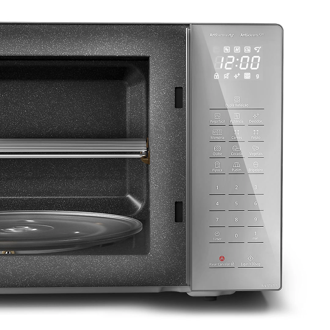 Microondas Panasonic Tecnologia Antibactéria AG 34L Inox - ST67LSRU 110v