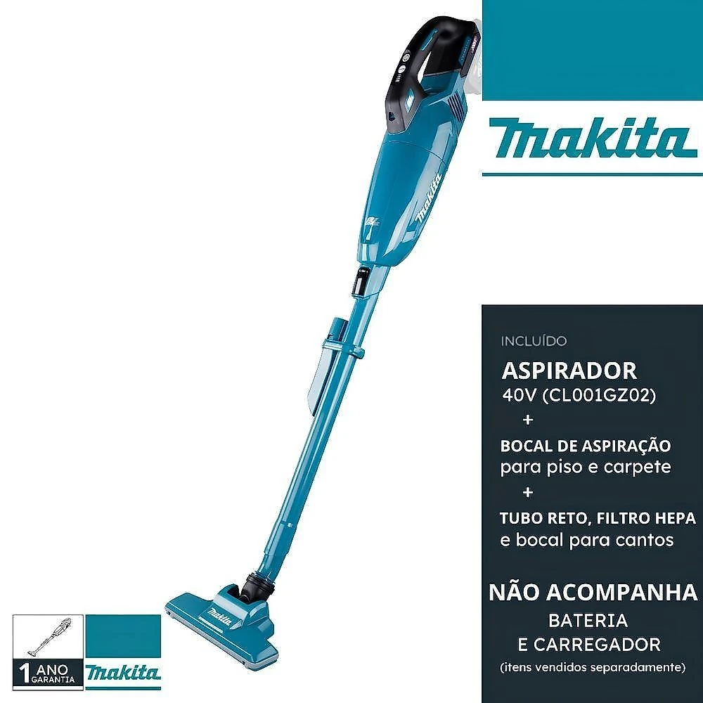 Aspirador De Pó Portátil Sem Fio 40vmax Cl001gz02 Makita Vertical Filtro Hepa Sem Bateria-carregador