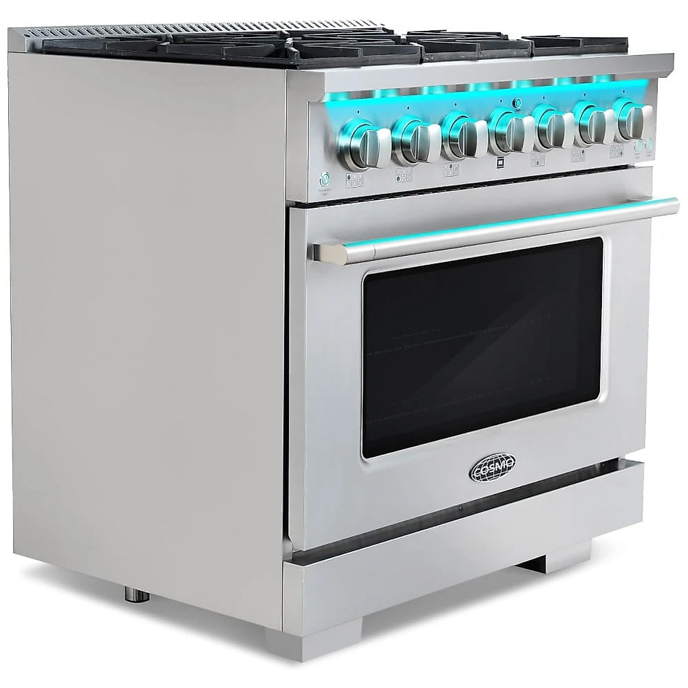 Fogão 6 bocas 91cm Cosmo inox Vista forno a gás 127L convecção dupla 110V