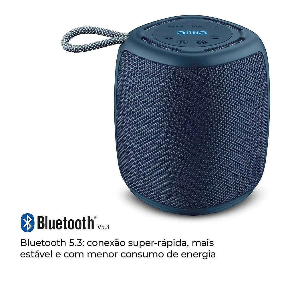 Caixa de som aiwa aws-sp-03-bl 15w bluetooth ipx4 com iluminação rgb azul