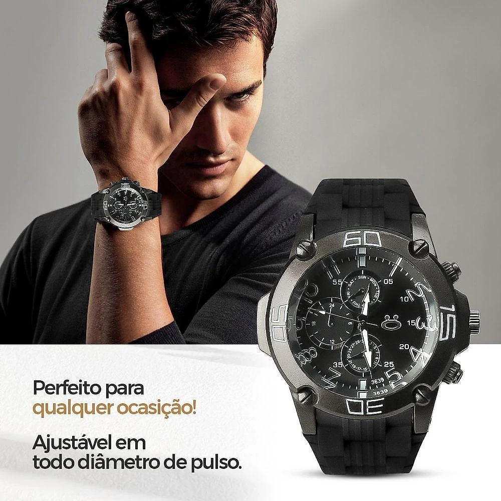 Relogio Aço Preto + Caixa + Oculos Sol Ajustavel Black Piano Qualidade Premium Original Ponteiro