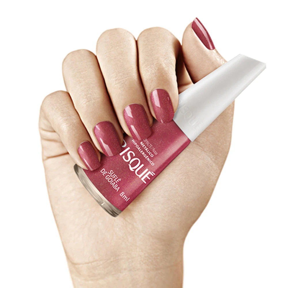 Miniatura Esmalte Risqué Cor Suflê de Goiaba Hipoalergênico com 8ml